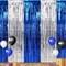 3-Pack Blue & Silver Foil Fringe Curtains 3.3x6.6ft Graduation Party Backdrop Decorations